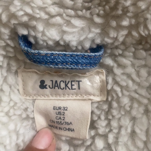 ❤️… H&M Denim Sherpa/ Shearling Vest sz 2 Xs-S - Picture 2 of 5